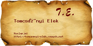 Tomcsányi Elek névjegykártya