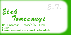 elek tomcsanyi business card